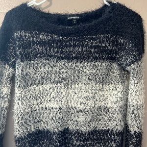 Express fuzzy  black and white XS sweater
